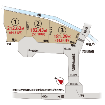 三島市谷田分譲地区画図