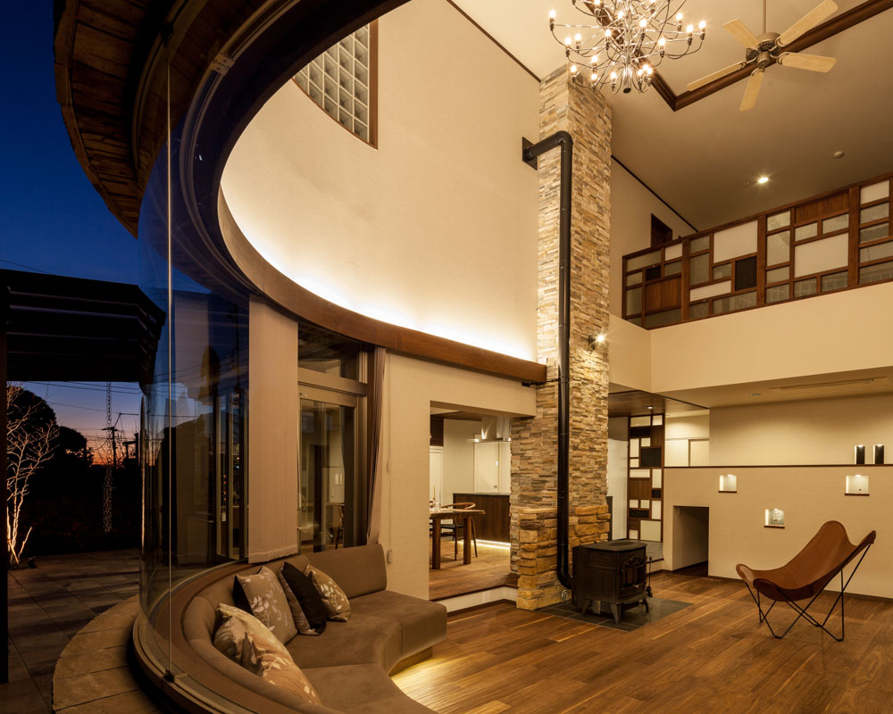 アールを描くリビング