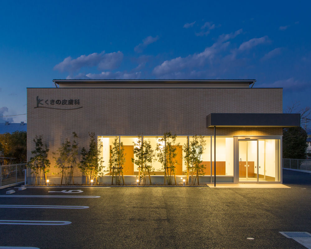 くきの皮膚科：外観03（夜間ライトアップ）
