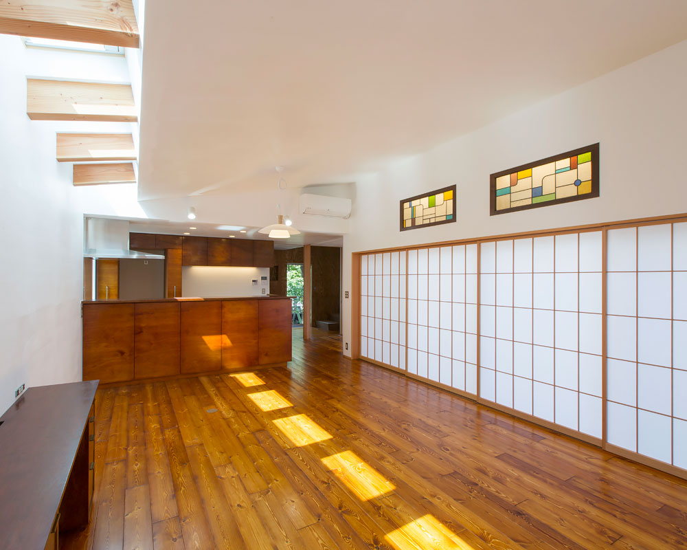 拭き漆の大空間LDK