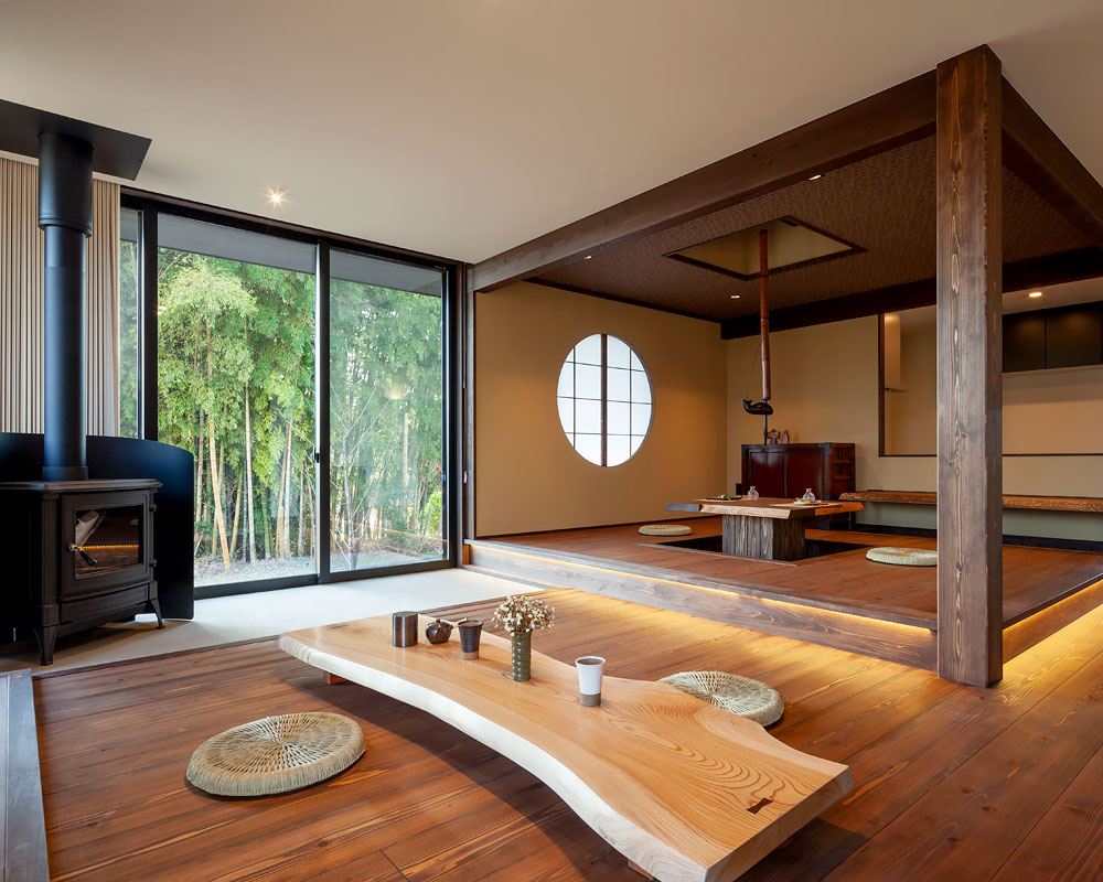 薪ストーブのあるリビング