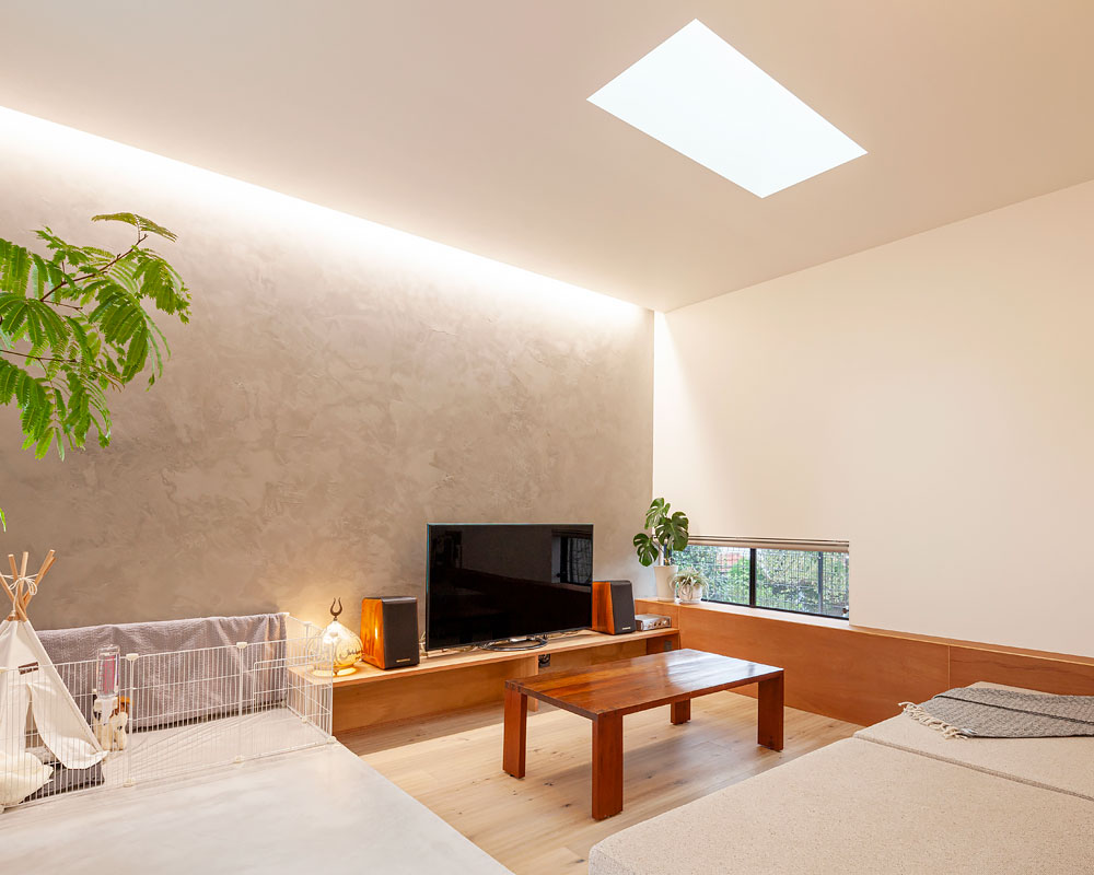 天窓を設けたピットリビング