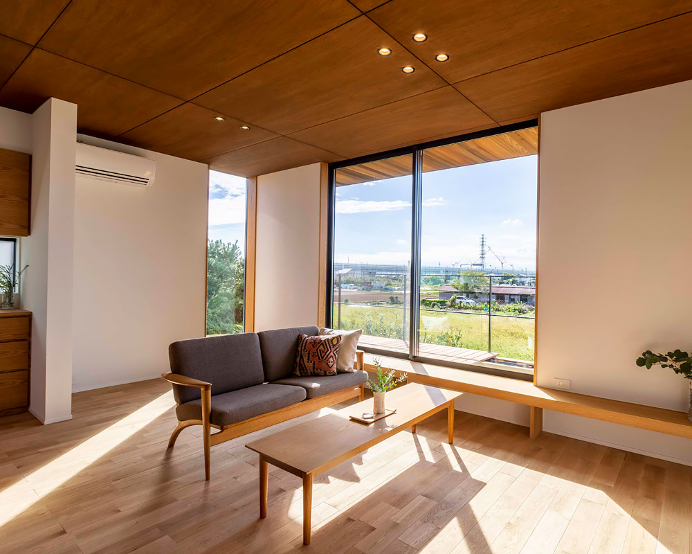 庭先アウトドアの家：２階リビング