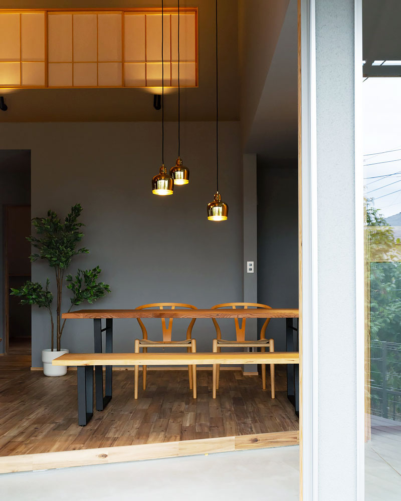 アアルトのゴールデンベルを設置したダイニング